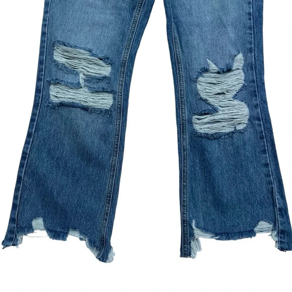 BDG (Urban Outfitters) NWT Denim Midi High Rise Raw Hem Distressed Size 25 - Picture 4 of 13
